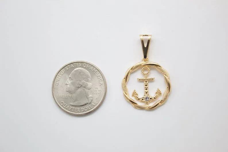 Dainty 18k Gold Filled Anchor Charm Tiny Delicate Pendant