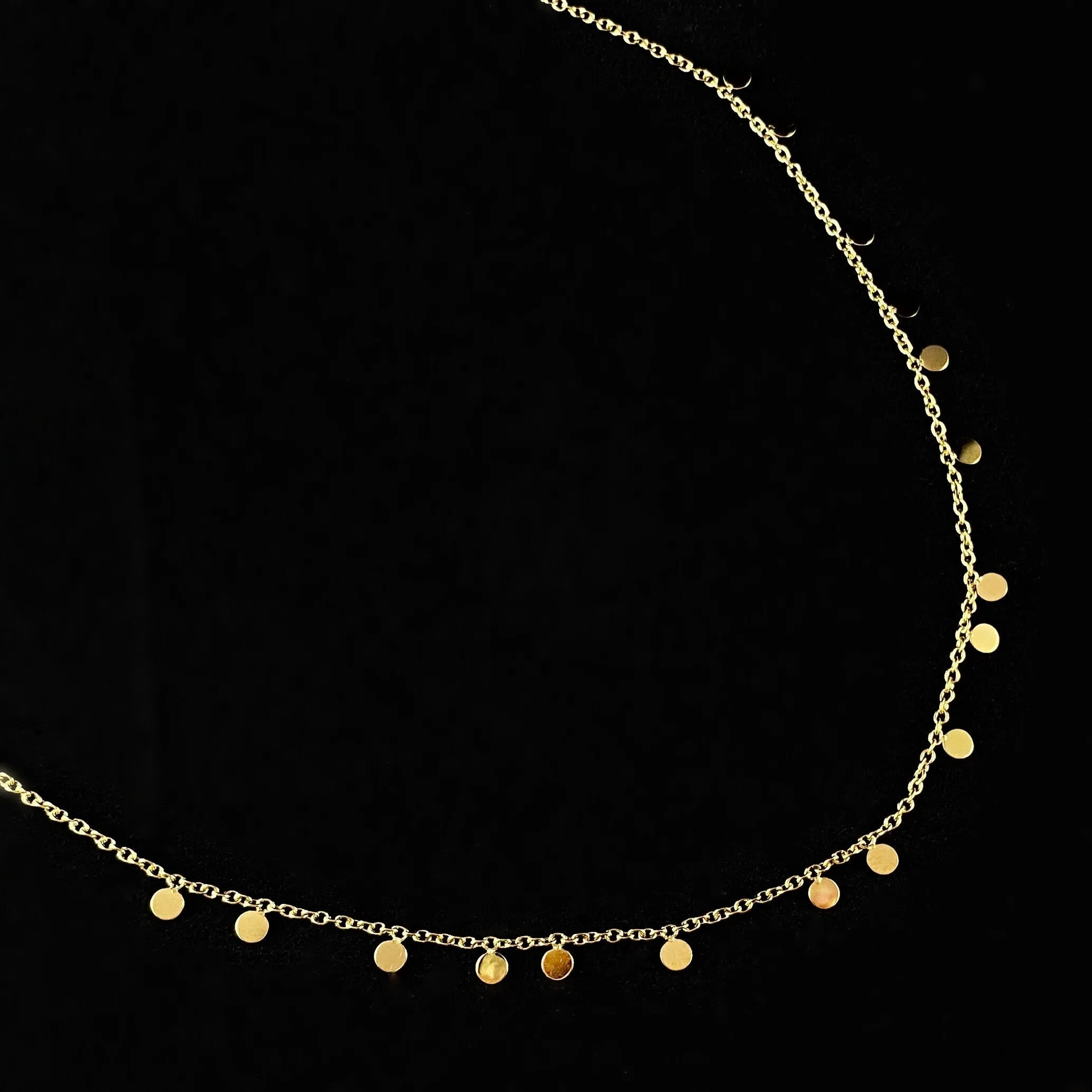 Dainty Gold Chain Necklace with Small Circle Pendants - Sabrina