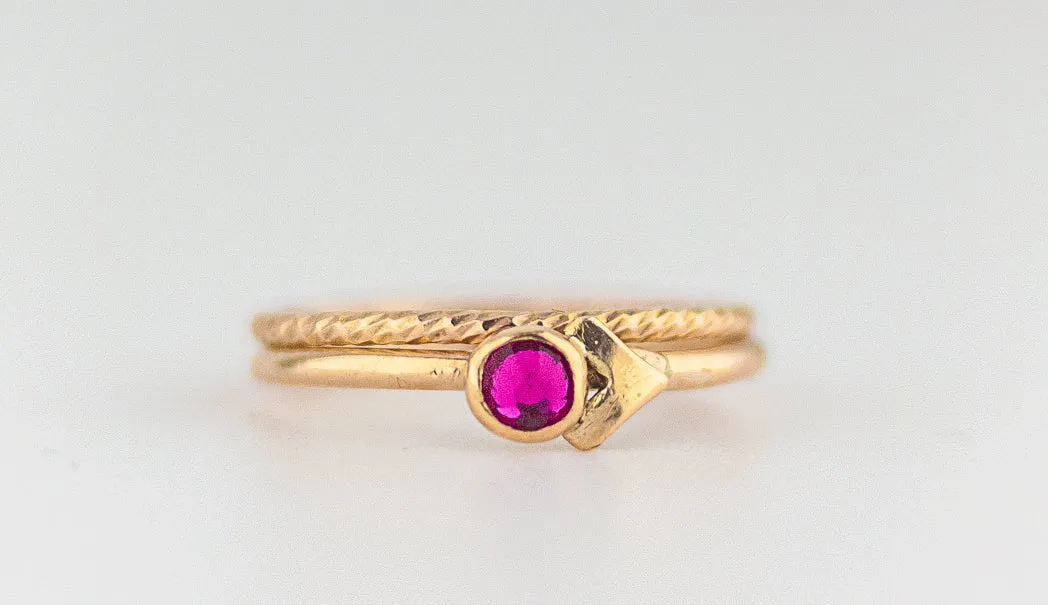Dainty Hot Pink Gemstone Rings: Gold Ring With Pink Stone - Handmade Gold Stacking Rings