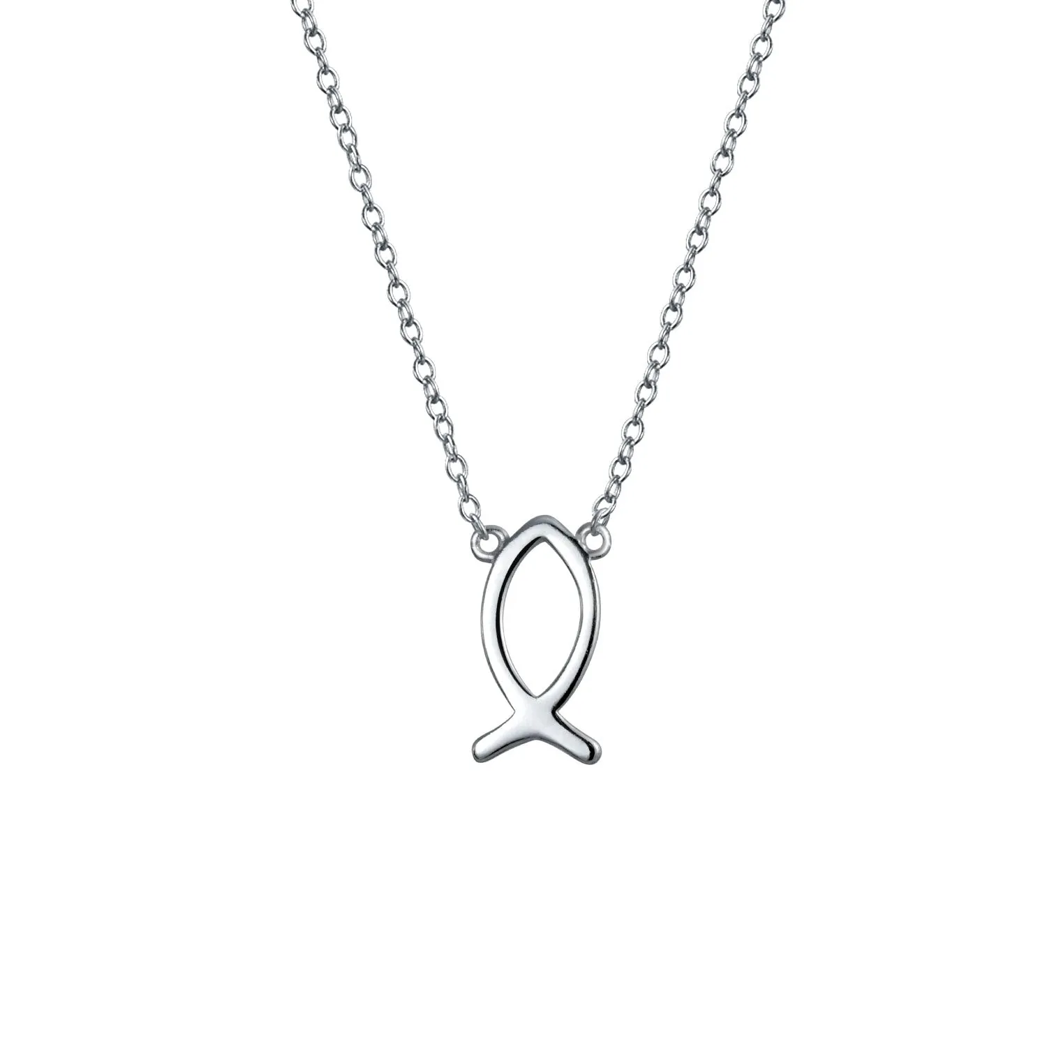 Dainty Ichthys Pendant Necklace & Stud Earrings - Sterling Silver Jewelry Set