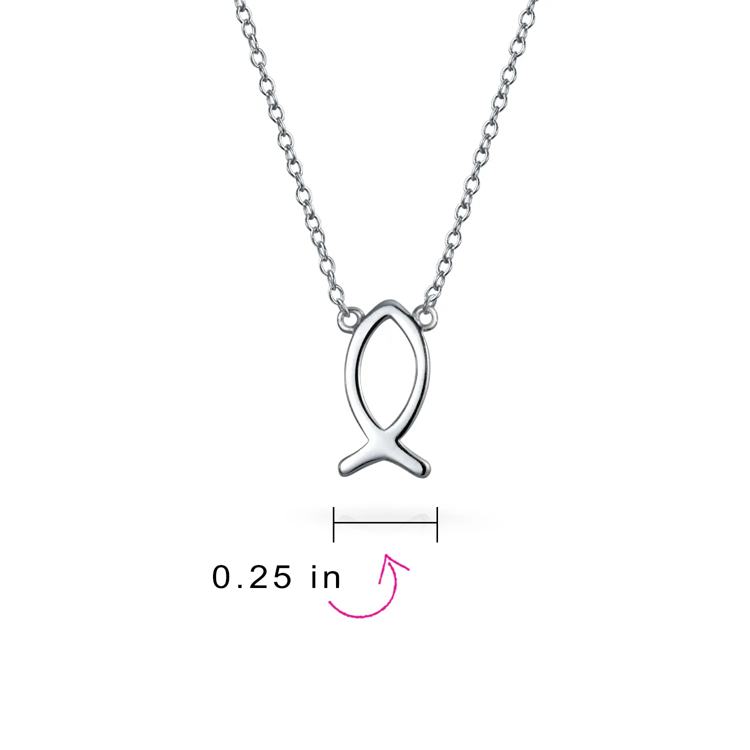 Dainty Sterling Silver Jesus Fish Ichthys Pendant Necklace for Christians