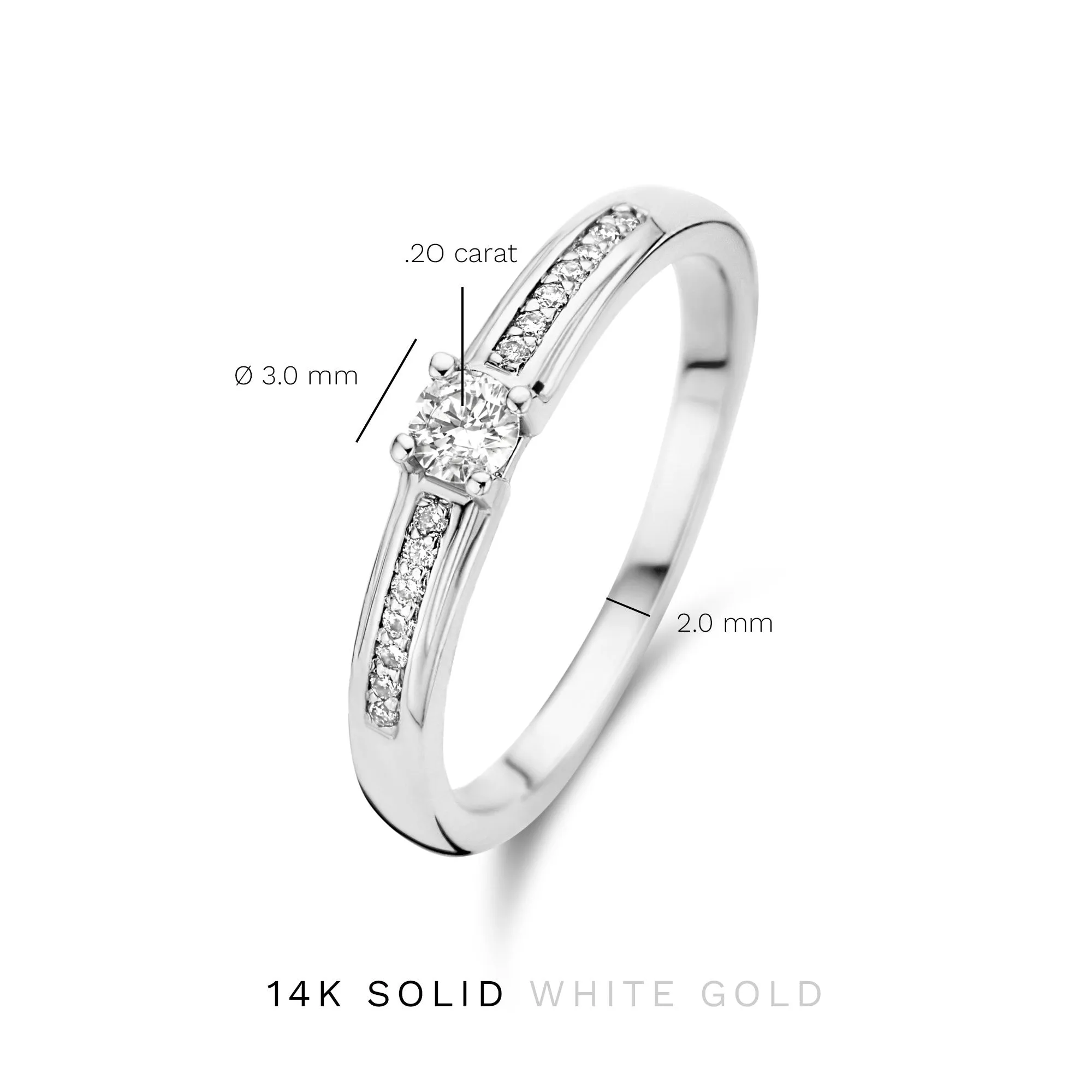 De la Paix Madeline 14 karat white gold ring with diamond 0.20 carat