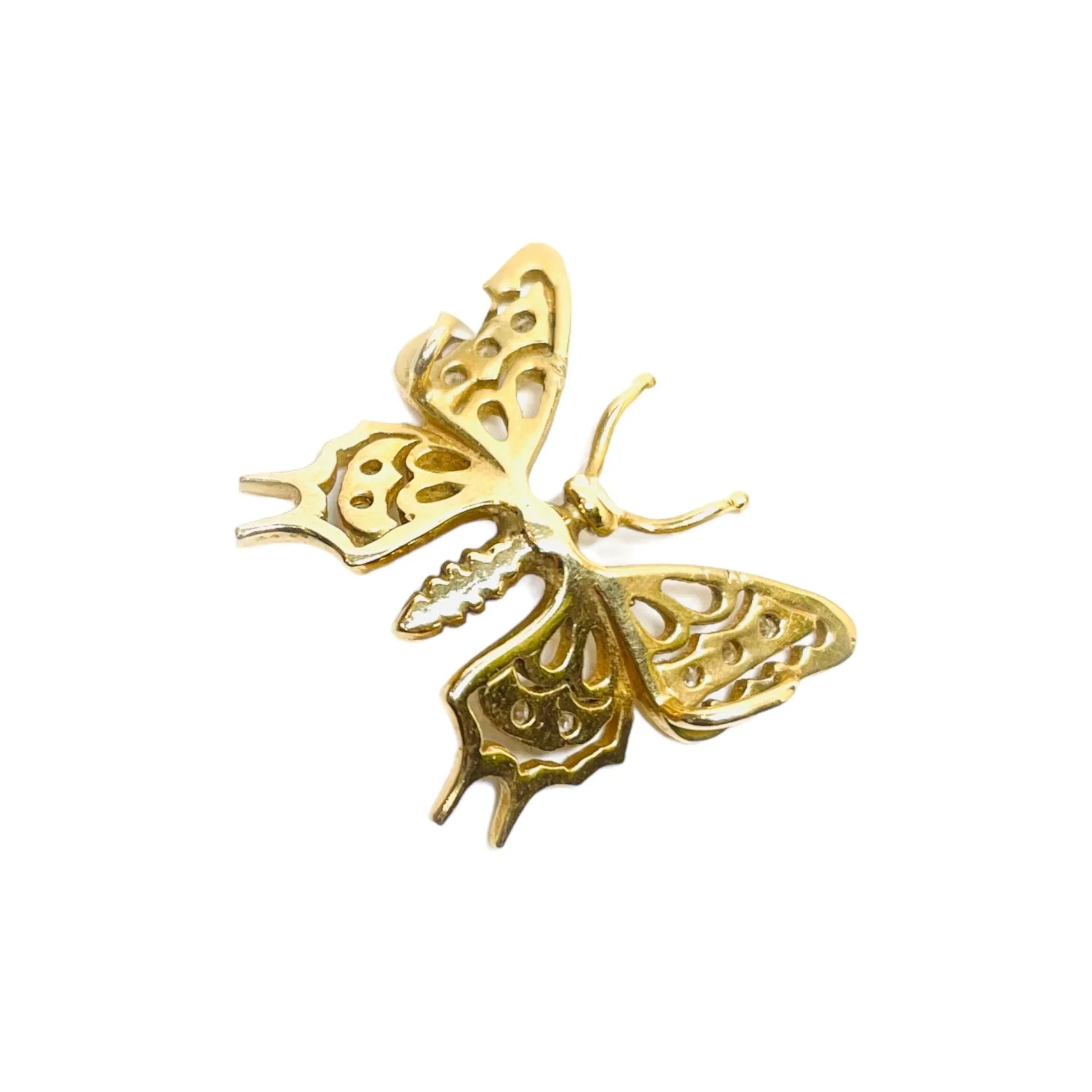 Delicate 14K Yellow Gold Jewelry Butterfly Pendant