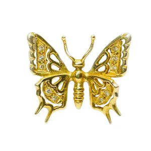 Delicate 14K Yellow Gold Jewelry Butterfly Pendant