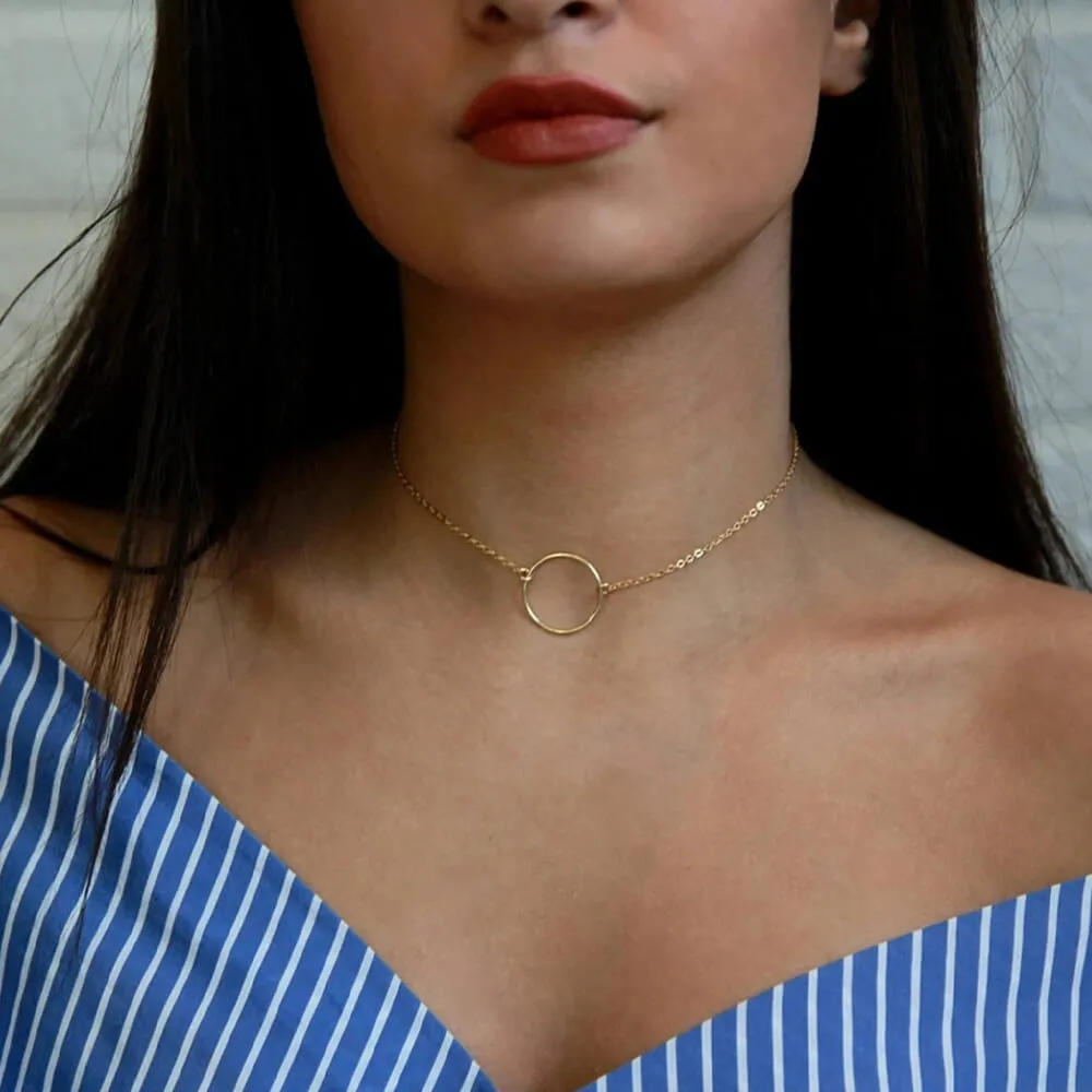 Delicate Gold Circle Choker