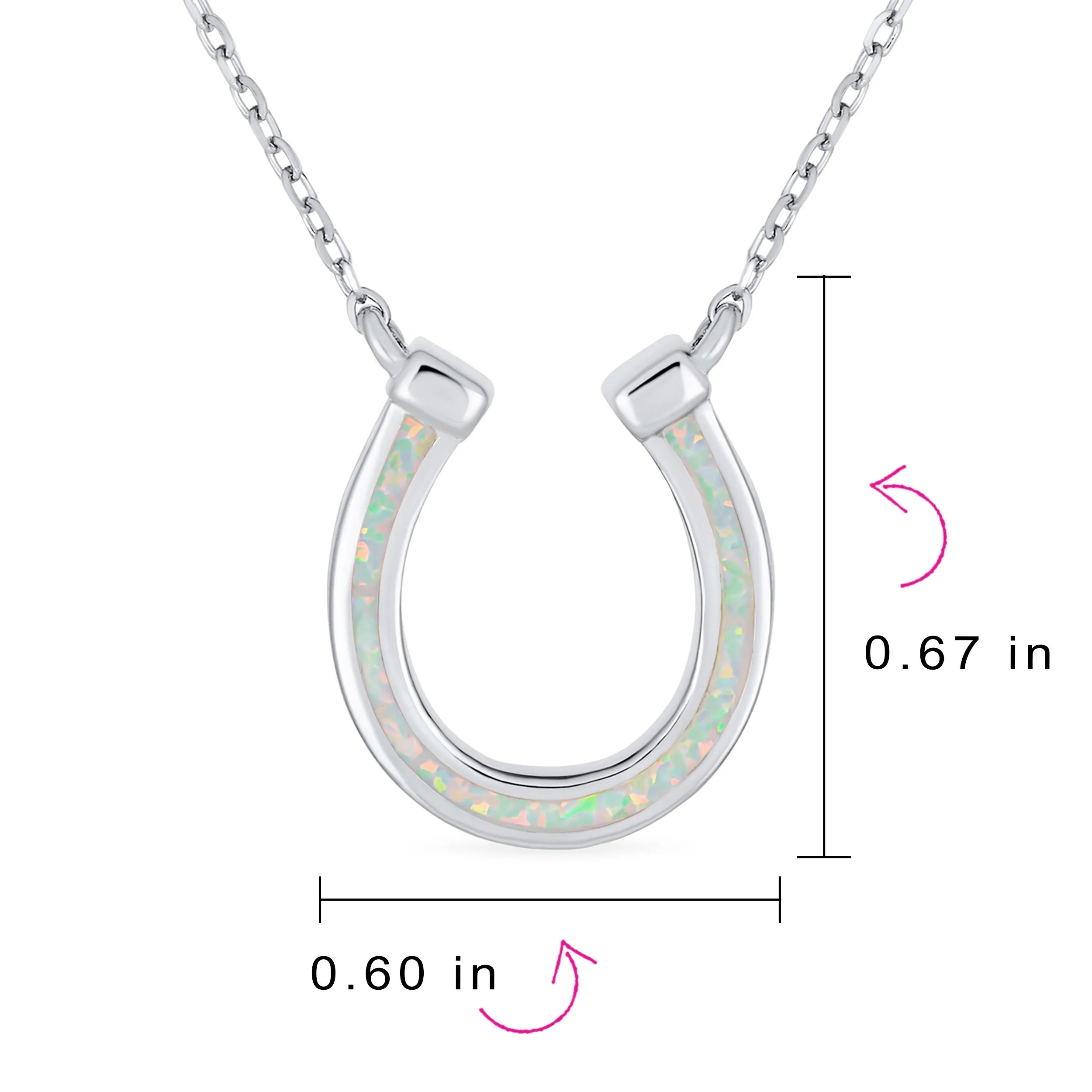 Delicate Opal Horseshoe Pendant Necklace for Teens - Sterling Silver Western Charm