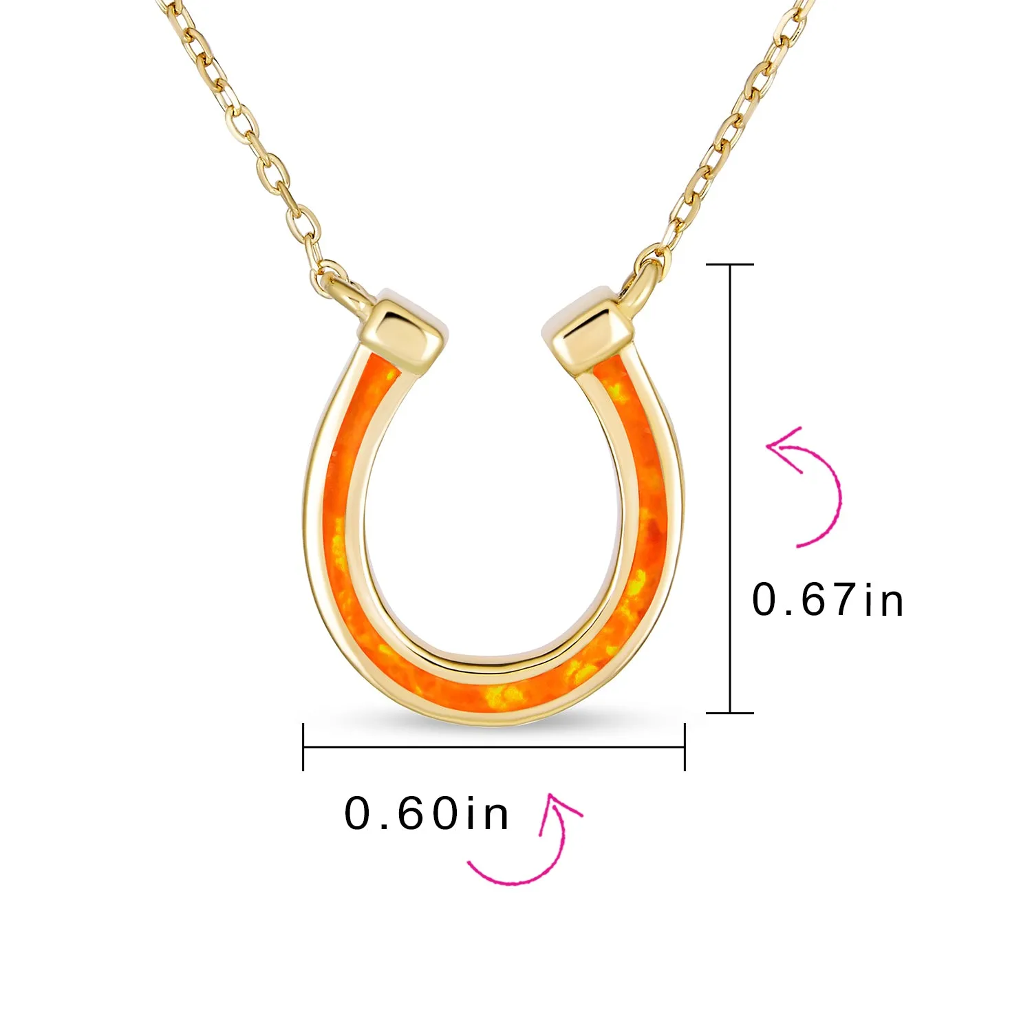Delicate Opal Horseshoe Pendant Necklace for Teens - Sterling Silver Western Charm