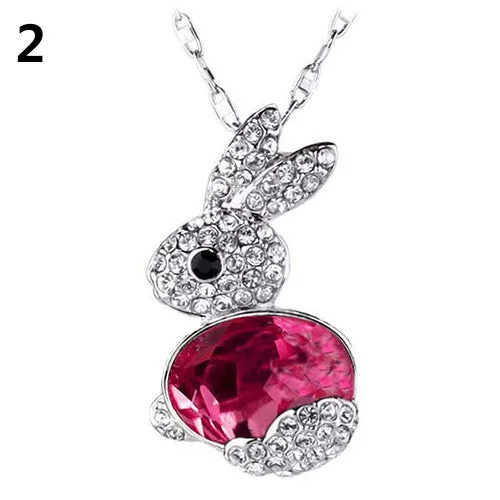 Delicate Rhinestone Little Rabbit Pendant Necklace for Men