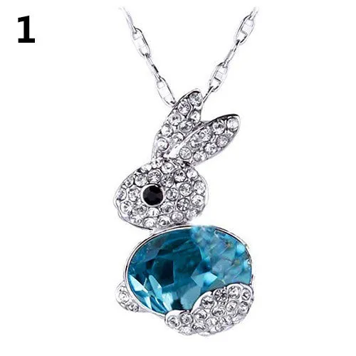 Delicate Rhinestone Little Rabbit Pendant Necklace for Men