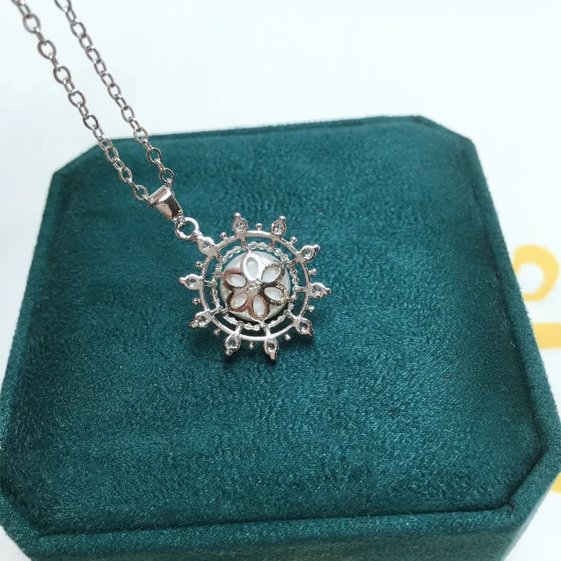 Delicate Round Pearl Necklace Freshwater Pearl Sun Light 14k Gold Plating Women