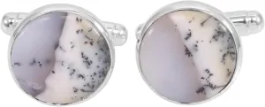 Dendritic Opal Cufflinks, Sterling Silver Cufflinks, Groomsmen Cufflinks, 14 mm Round Dendritic Opal Handmade Cufflinks, Gift For Him