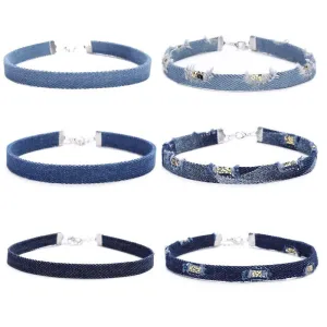 Denim Choker Necklaces