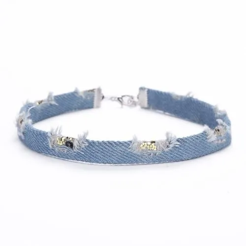 Denim Choker Necklaces