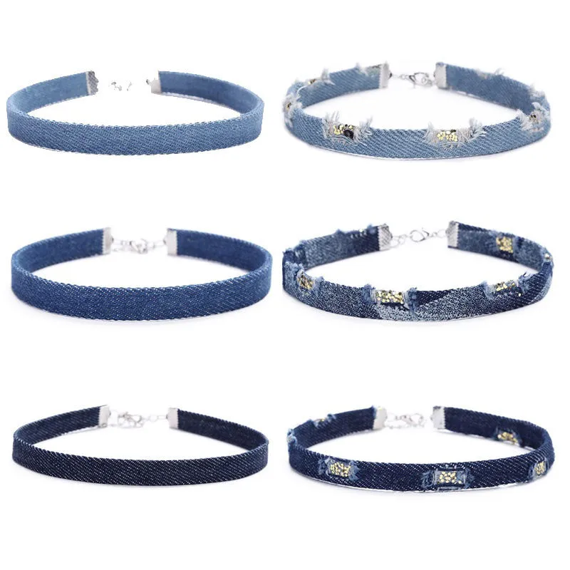 Denim Choker Necklaces