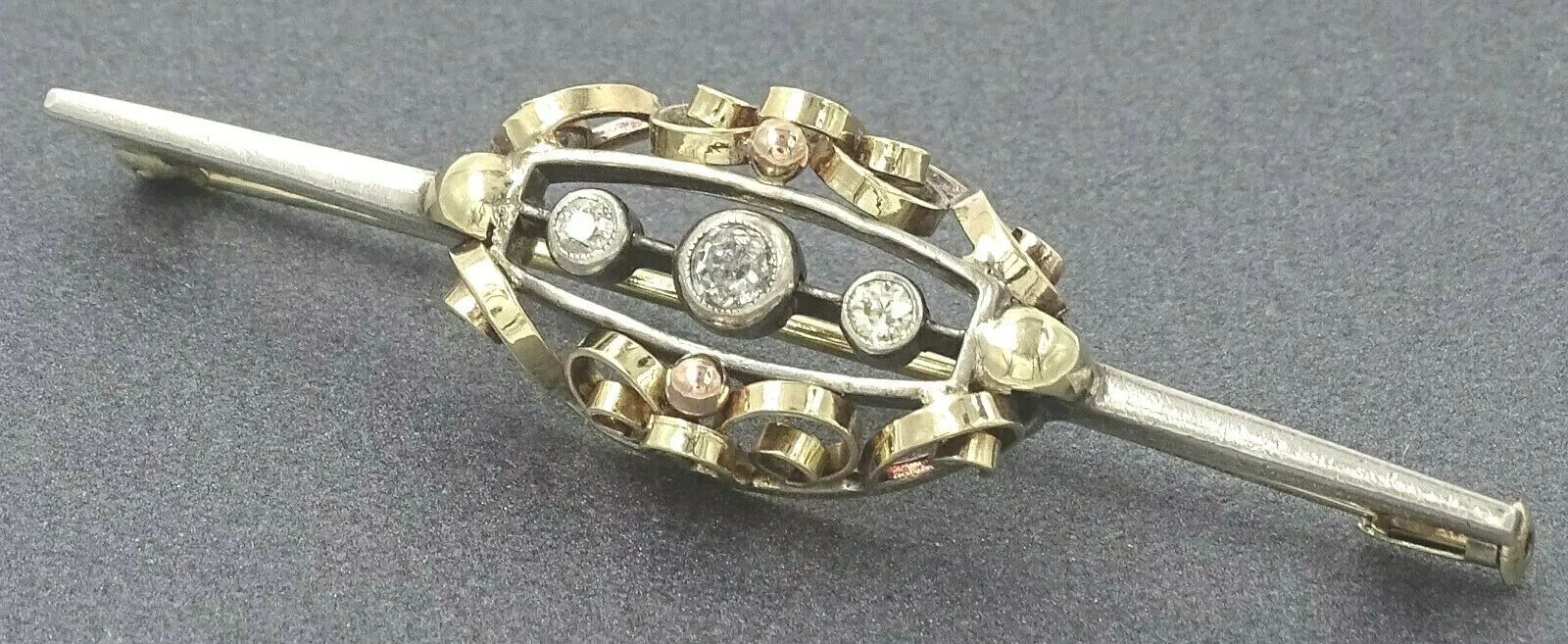 Diamond 14ct Yellow Gold & Silver Brooch