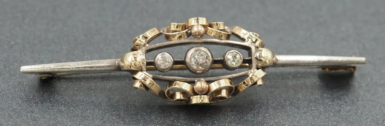 Diamond 14ct Yellow Gold & Silver Brooch