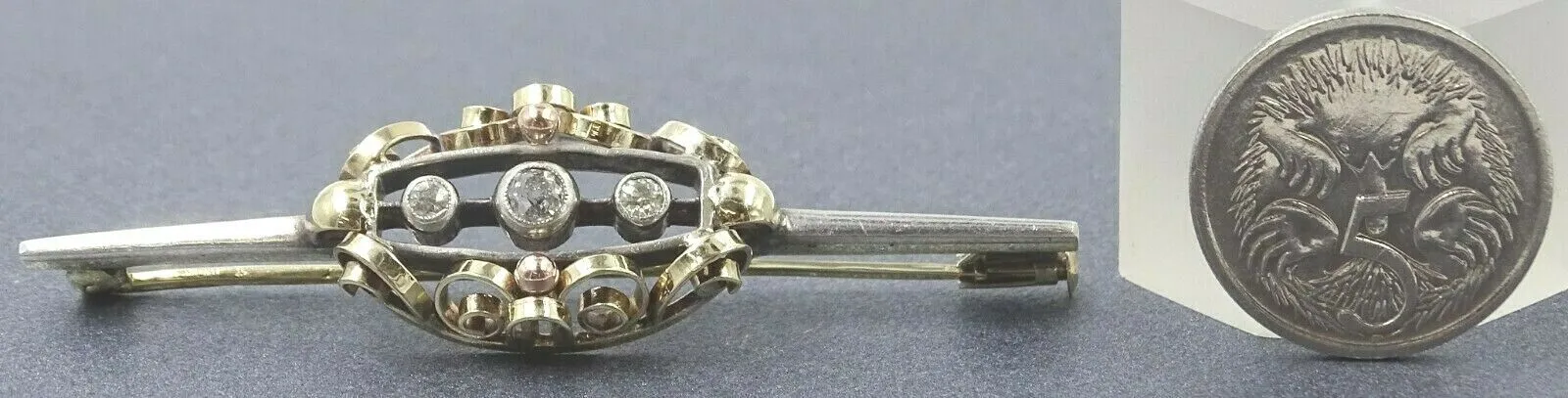 Diamond 14ct Yellow Gold & Silver Brooch