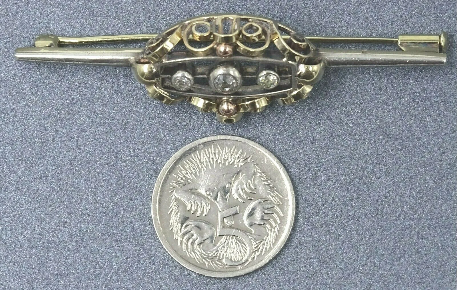 Diamond 14ct Yellow Gold & Silver Brooch