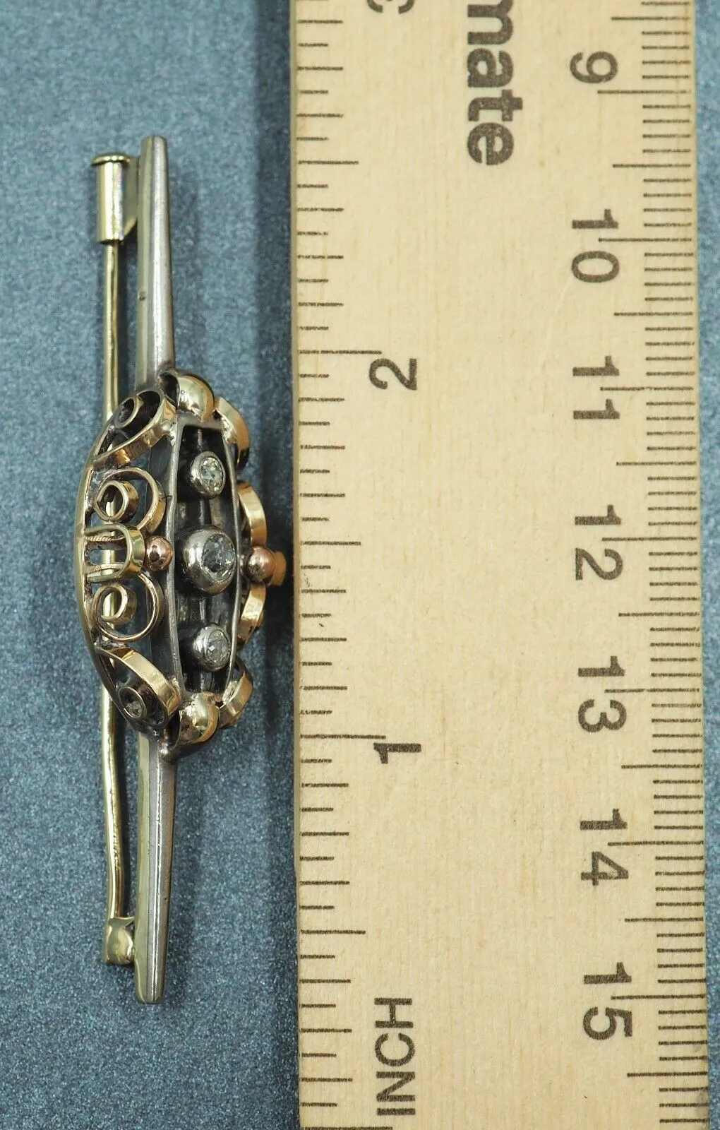 Diamond 14ct Yellow Gold & Silver Brooch