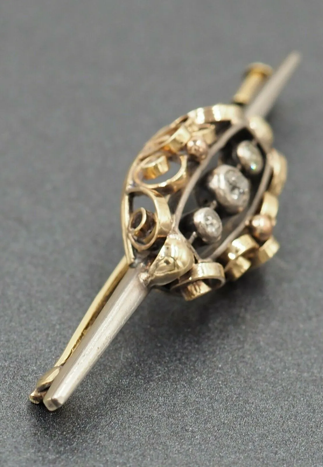 Diamond 14ct Yellow Gold & Silver Brooch