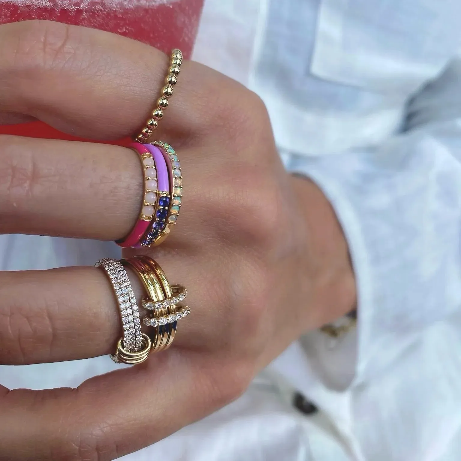 Diamond Band Rings With Gold Connectors