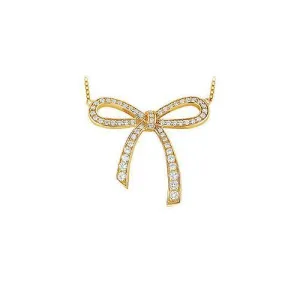 Diamond Bow Pendant : 14K Yellow Gold - 0.33 CT Diamonds