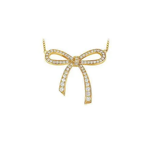 Diamond Bow Pendant : 14K Yellow Gold - 0.33 CT Diamonds