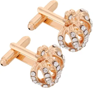 Didiseaon 2pcs Mens Gold Cufflinks Refined Crown Design Zinc Alloy Rhinestones Elegant for Business Social