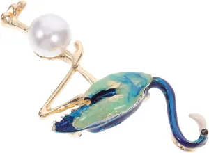 Didiseaon Alloy Lapel Pins Pearl Brooch Flamingo Design Fashion Accessory for Women