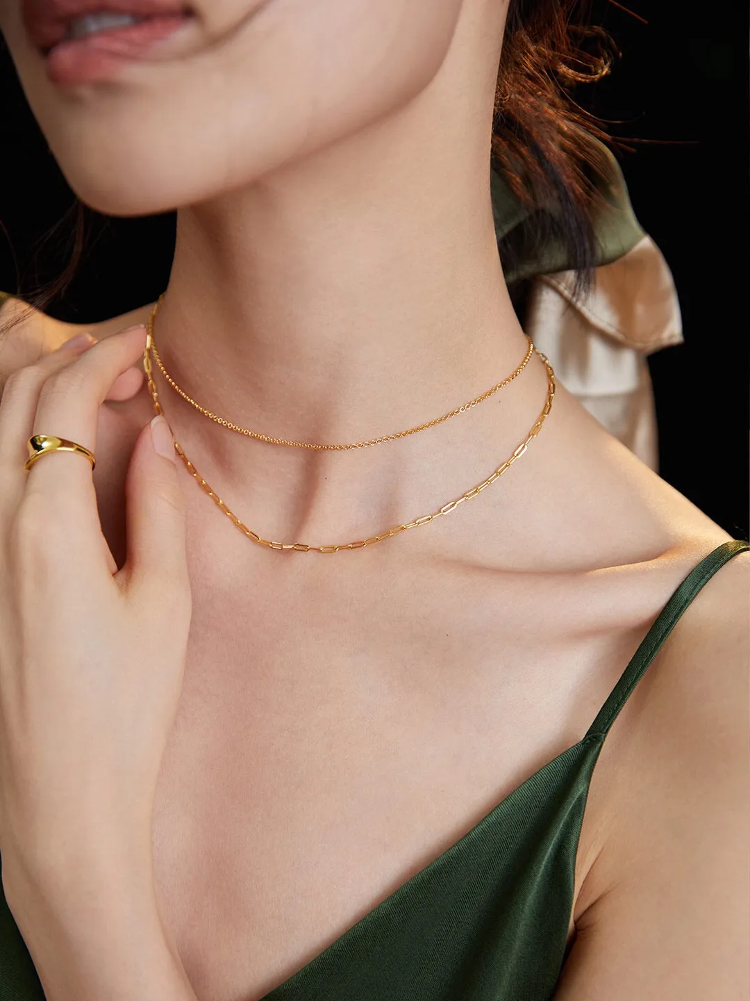 Double-Layered Chain Necklace in Gold Vermeil