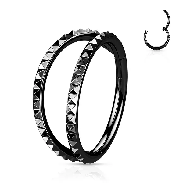 Double Lined Pyramid Cut Hinged Segment Ring