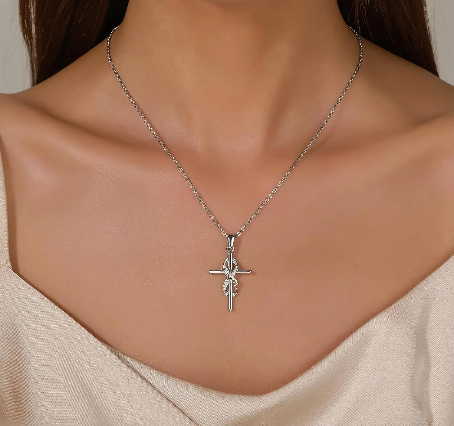 DS Religious Gifts for her Faith Cross Necklace for Women exquisite 18K Gold Inspirational Christian Bible Verse prayer birthday Jewelry stainless steel Necklaces To Sister Mom Daughter