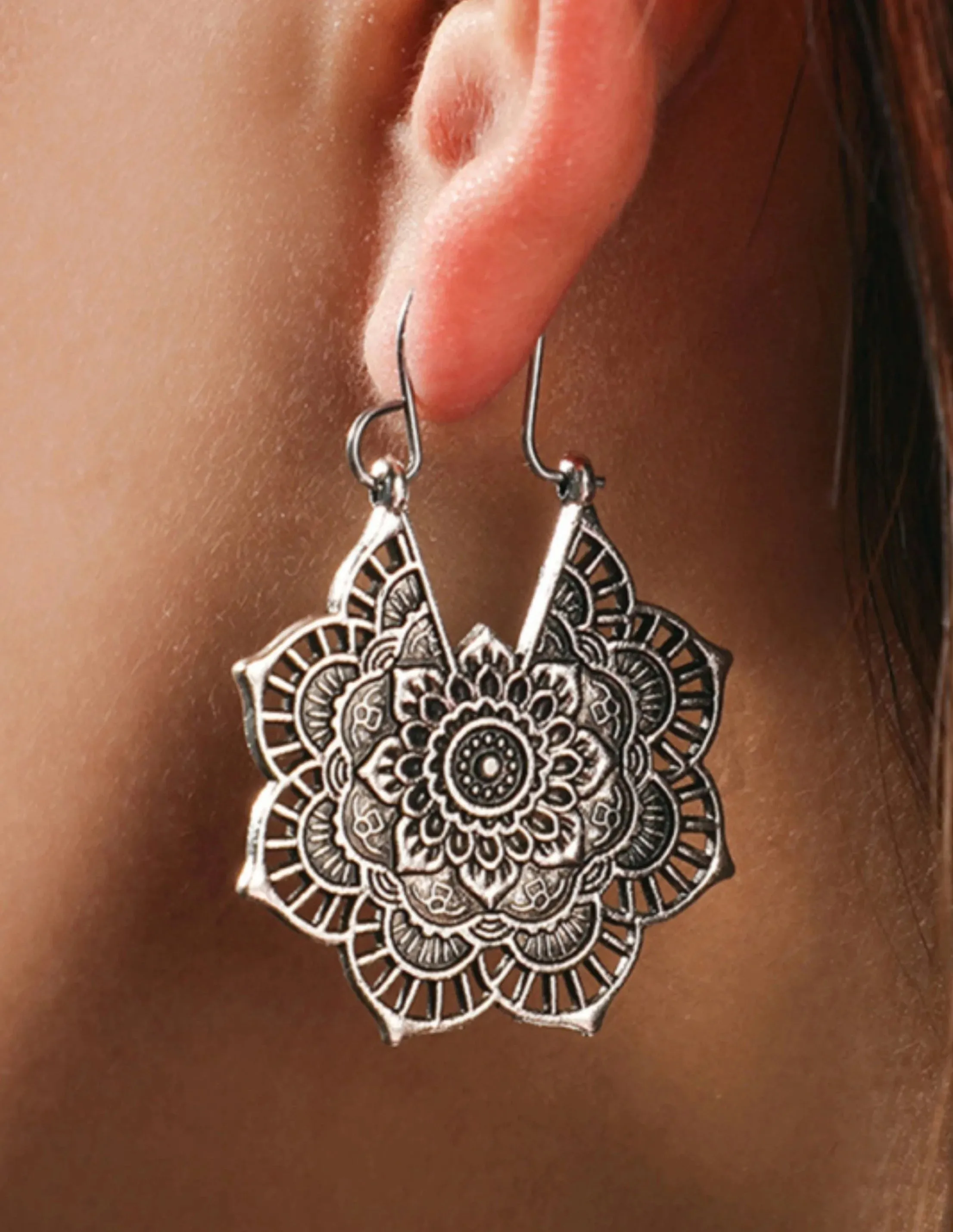 Earrings Bohemian Floral Metal