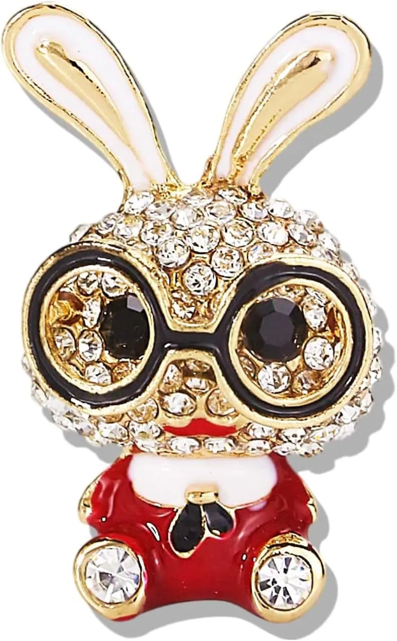 Easter Brooches and Pins for Women Cute Rabbit Brooch Easter Pins Bunny Fashion Rhinestone Animal Brooch Easter Jewelry Accessories