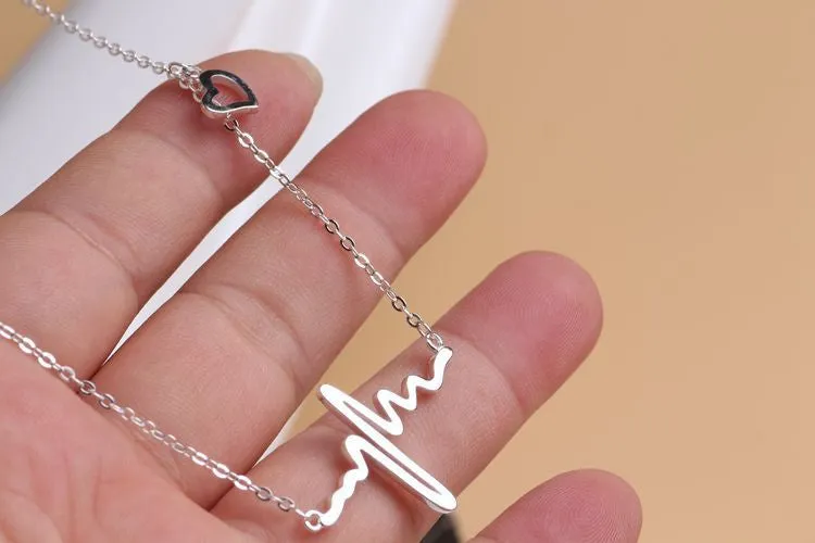 ECG heart Shape Fashion Clavicle Color Gold Alloy Necklace