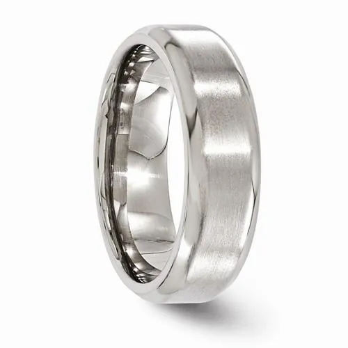 Edward Mirell Titanium Brushed & Polished Beveled Band - 7mm