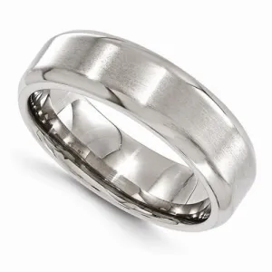 Edward Mirell Titanium Brushed & Polished Beveled Band - 7mm