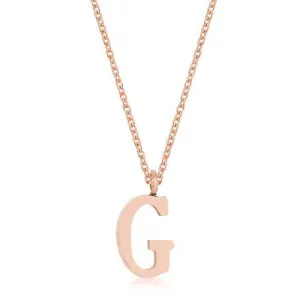 Elaina Rose Gold Stainless Steel G Initial Necklace