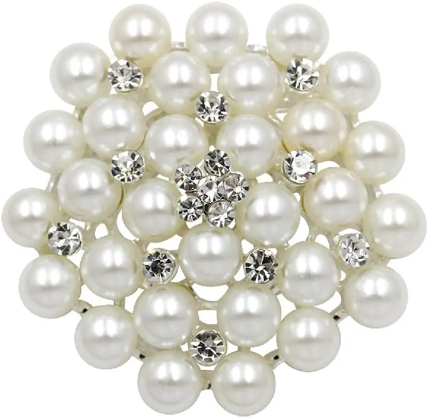 Elegant Imitation Pearl Floral Crystal Flower Brooch Pin Set Rhinestone Scarves Shawl Corsage for Wedding Bridal Clothes Bags Decoration Accessories