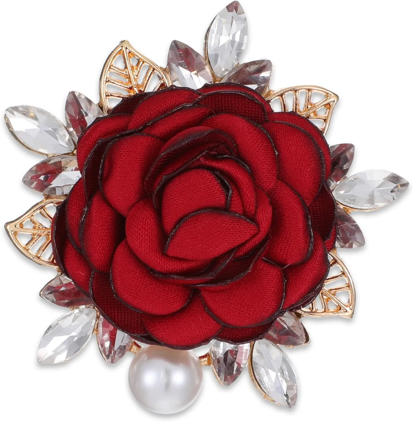 Elegant Rose Flower Brooch Pin for Women Men,Flower Pearl Brooch Lapel Pin,3D Handmade Crystal Pearl Fabric Accessories Jewelry,Wedding Party Valentine Mother Birthday Jewelry