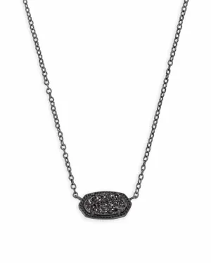 Elisa Pendant Necklace in Black Drusy