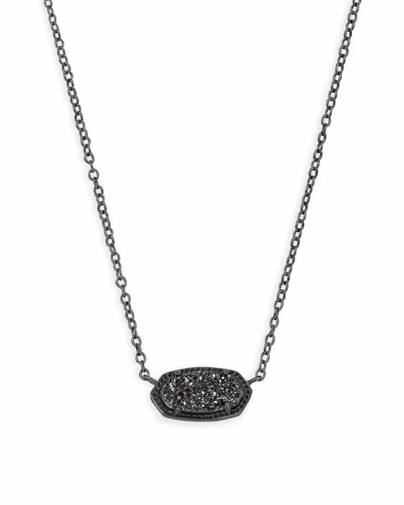 Elisa Pendant Necklace in Black Drusy