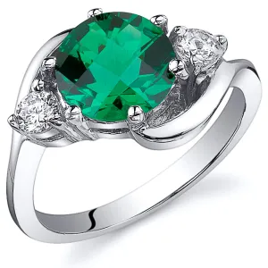 Emerald Sterling Silver Ring 1.75 Carats Size 5