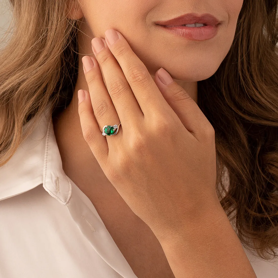 Emerald Sterling Silver Ring 1.75 Carats Size 5