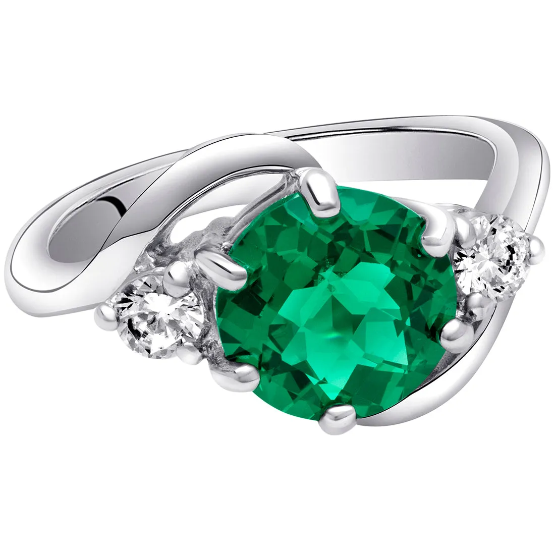 Emerald Sterling Silver Ring 1.75 Carats Size 5