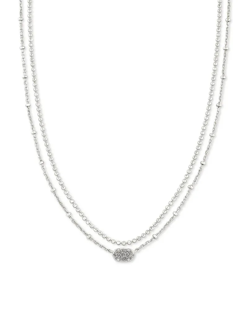 Emilie Silver Multi Strand Necklace in Platinum Drusy