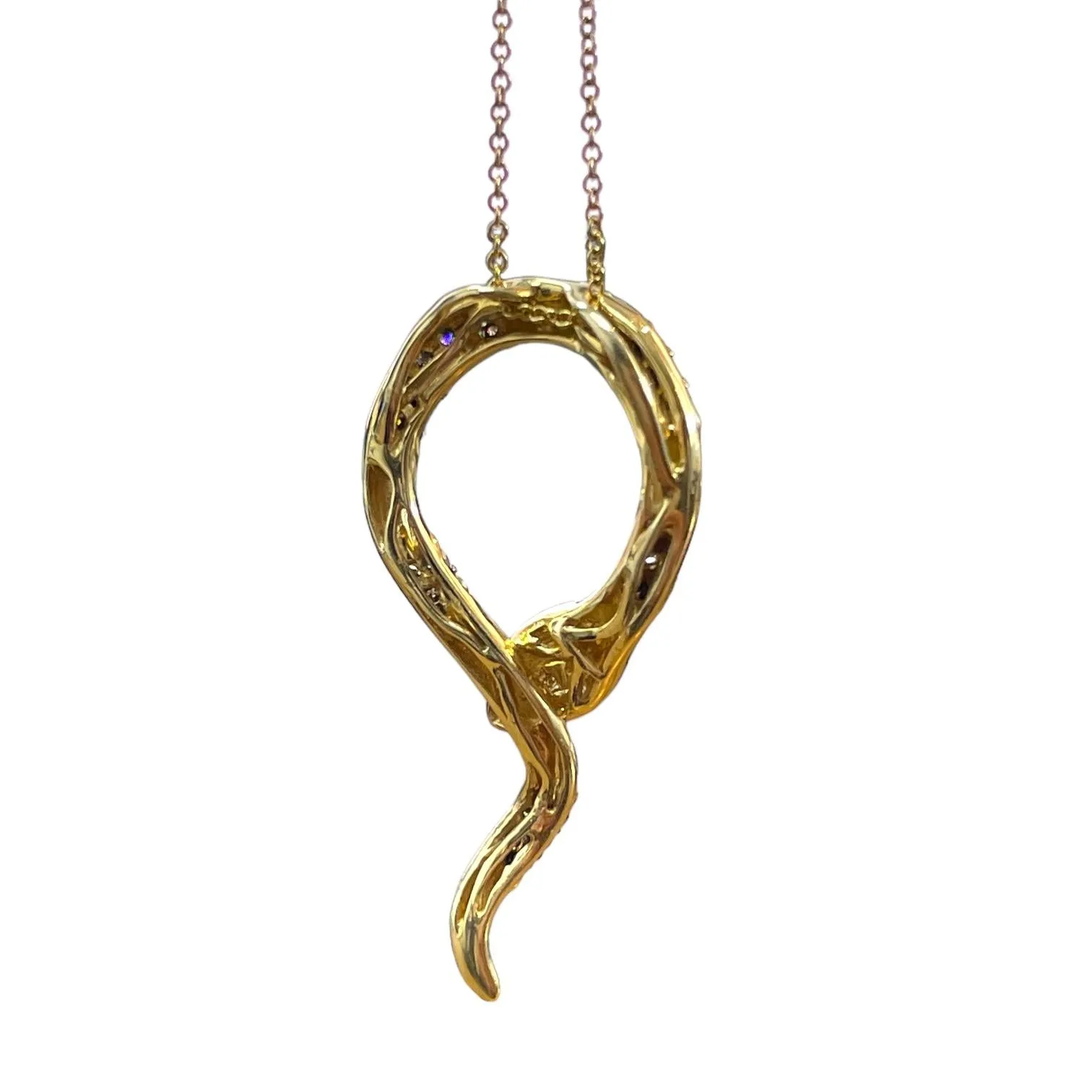 Enchanted Serpent: 14K Yellow Gold Diamond Snake Necklace