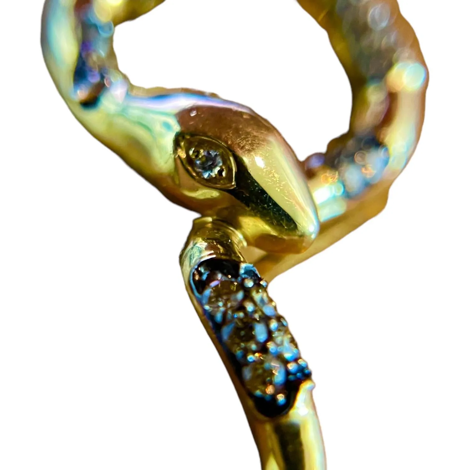 Enchanted Serpent: 14K Yellow Gold Diamond Snake Necklace