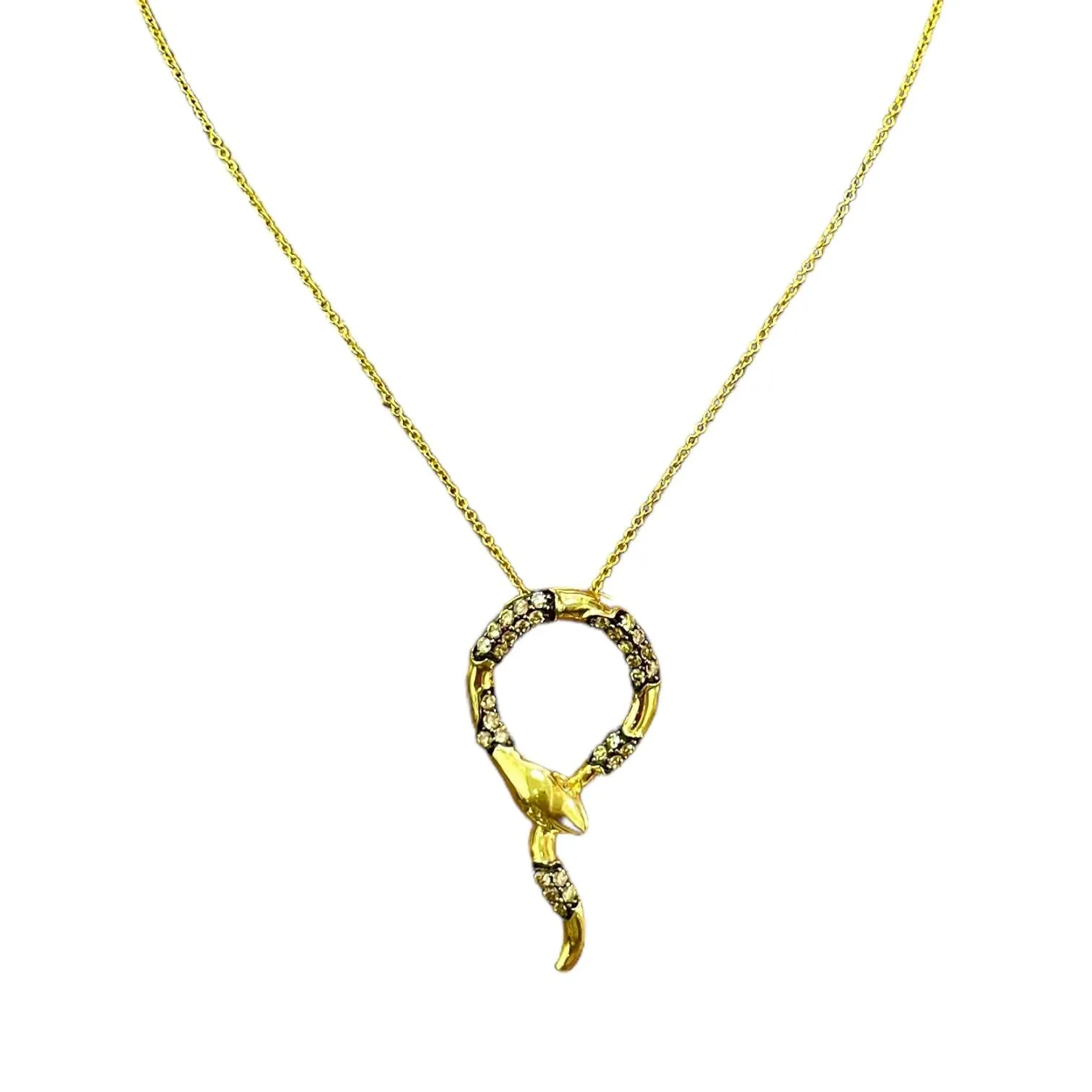 Enchanted Serpent: 14K Yellow Gold Diamond Snake Necklace