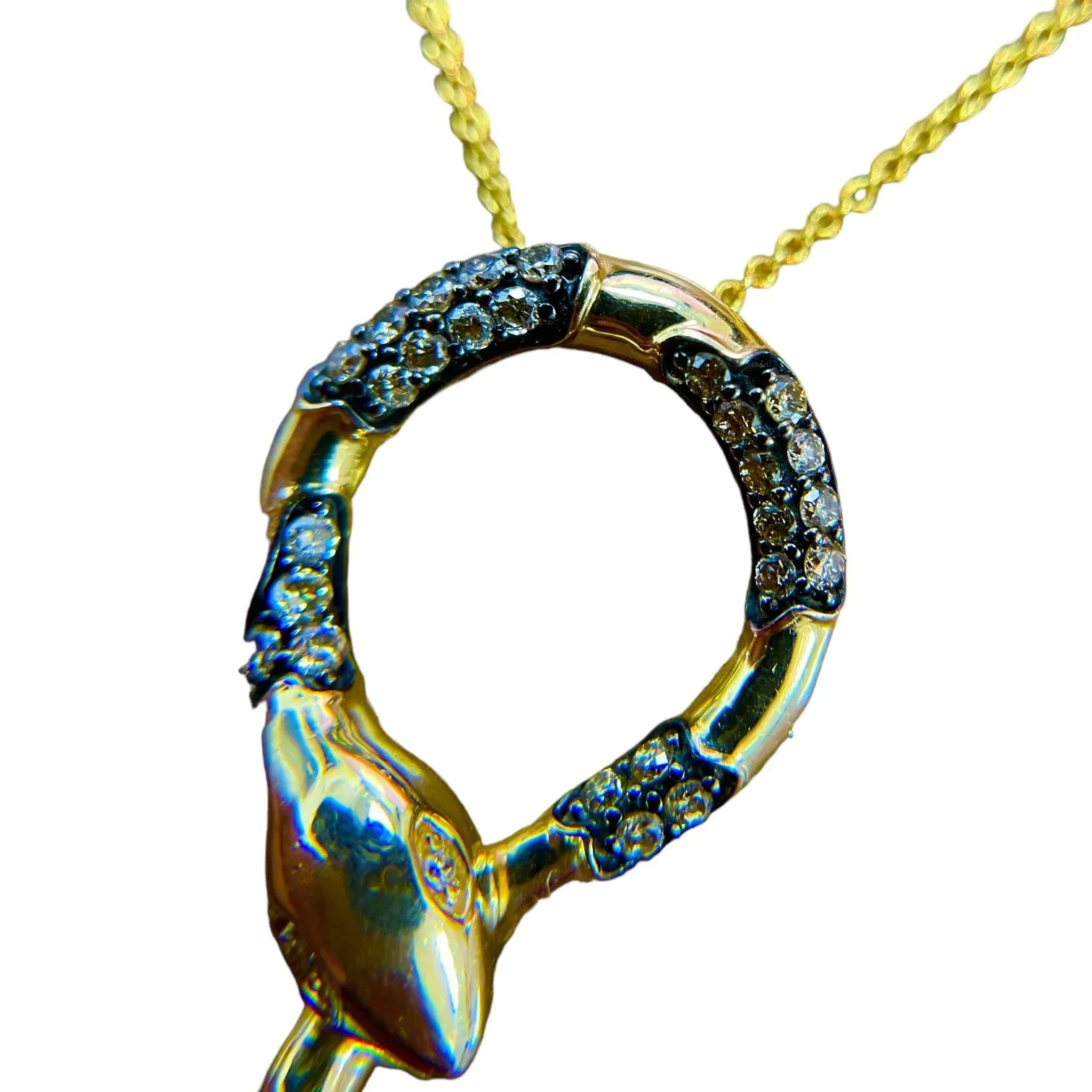 Enchanted Serpent: 14K Yellow Gold Diamond Snake Necklace